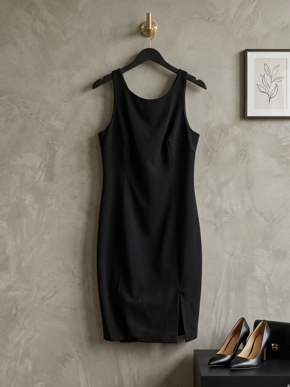 Express Black Sleeveless Midi Sheath Dress